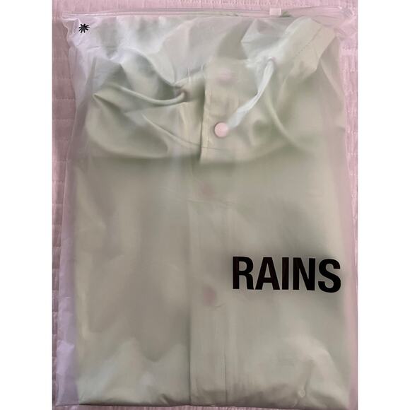 RAINS Unisex Waterproof Rain Jacket With Hood in Mineral color in Size L NWT - Picture 11 of 11